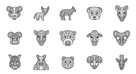 Various animal heads and faces. © Imah