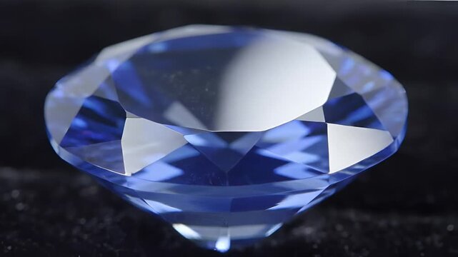 Closeup of a brilliant blue sapphire gemstone showcasing its facets and sparkle.