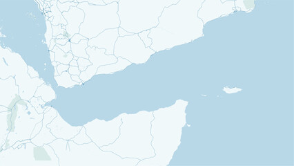 Obraz premium Modern minimalist vector map of Gulf of Aden. High-quality scalable illustration of Somalia, Yemen, Djibouti coastline and maritime route for posters and infographics.