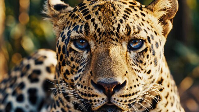 Closeup of a leopards face emphasizing natural beauty and pristine environments
