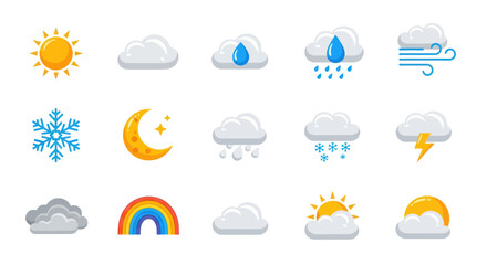 Obraz premium Weather icons sun clouds and precipitation