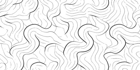 Fototapeta premium Minimalist abstract background with continuous wavy black lines contour winding paths vector graphic design illustration.