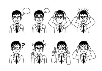 Fototapeta premium Set of businessman expressions and emotions