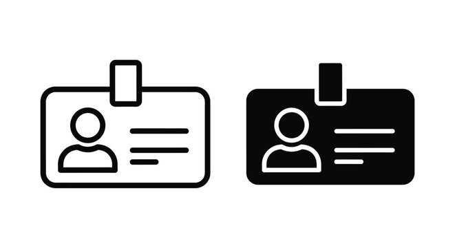 Identification card icon with abstract person profile and text lines for personal or corporate access