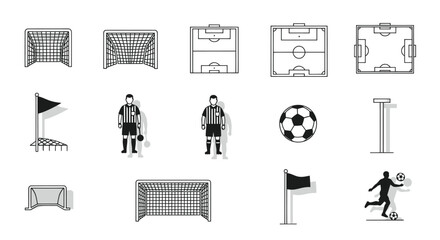 Soccer Icons Collection: Goals, Field, Players, Ball, Flags, Referee © malika