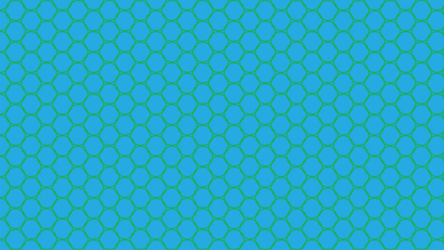 Geometric Green Hexagonal Pattern Over Blue Background