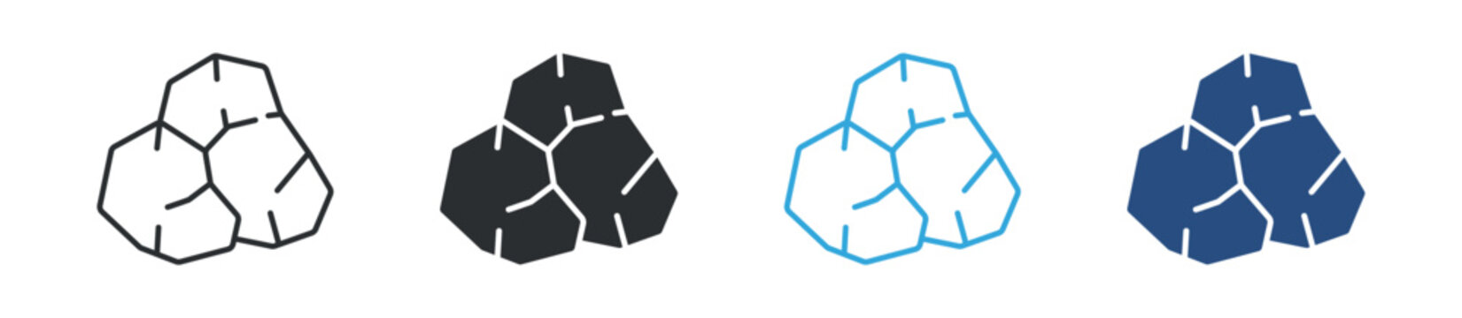 Coal icon set. black mineral stones. energy and mining concept. vector illustration.