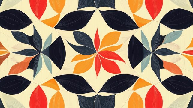 Abstract Retro Geometric Pattern with Fluid Ogee Shapes and Gradient Waves