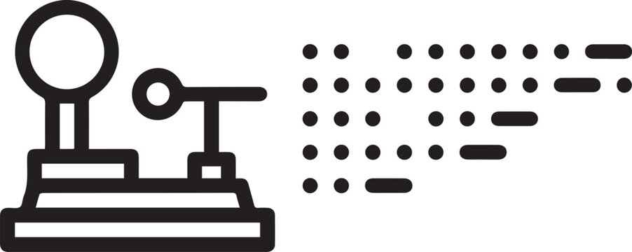 Vintage Telegraph Machine Vector Icon with Morse Code Dots &ndash; Classic Communication Symbol for Historical Tech, Data Transmission, Signal Systems, Educational Posters, Infographics, Startup