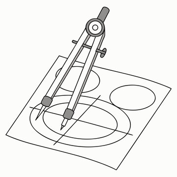 Compass on graph paper drafting architecture engineering