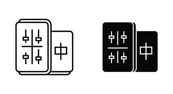 Mahjong tiles icon set game symbol vector graphic for strategy and luck