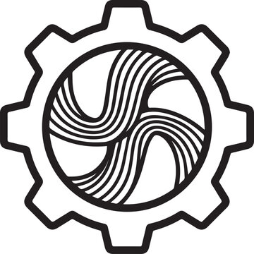 Abstract Clockwork Gear with Quantum Probability Wave Patterns Vector Icon for Scientific Visualization, Quantum Mechanics, Data Analysis, Futuristic Tech, AI Research, Machine Learning
