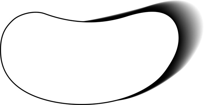 Wide smooth ink outline with hollow contour, broad arcs and flowing liquid morphing structure