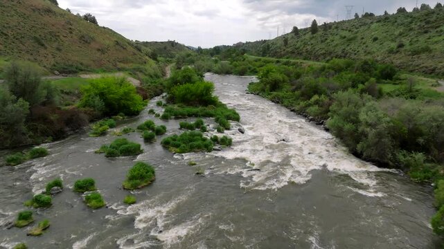 Link River Dam on Klamath Lake in Southern Oregon - Drone
