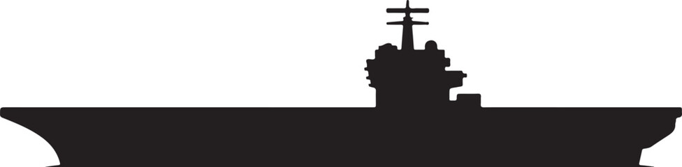 Battleship warship black silhouette icon military navy combat vessel flat vector illustration © mahirbaba
