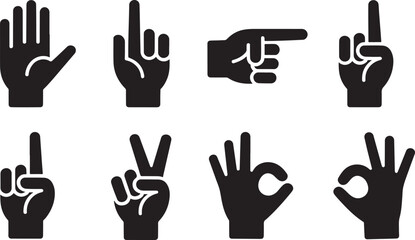 Fototapeta premium Collection of Hand Gestures and Finger Signals for Communication and Iconography