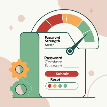 Password strength meter on a mobile device screen password entry submit button