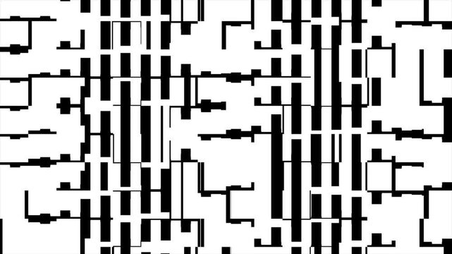Abstract digital noise pulses in black and white
