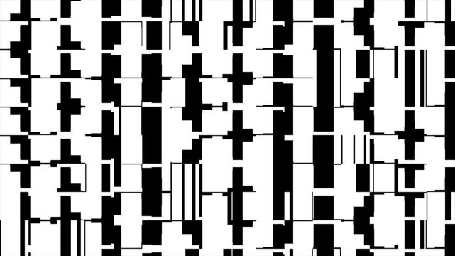 Abstract digital noise pulses in stark black and white