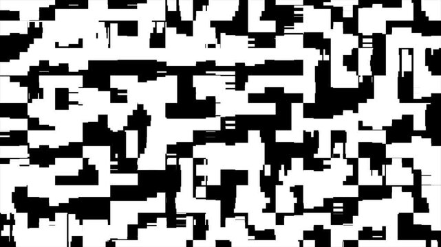 Abstract glitch noise dominates the screen