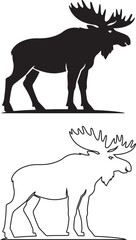 Fototapeta premium Moose Black Fill Icon North American Wildlife Animal Silhouette Trendy Vector Illustration Symbol