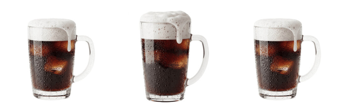 Cold Glass Beer Mug with Frothy Foam Isolated PNG, Realistic Refreshing Lager Pint for Bar Menu and Pub Celebration Design.