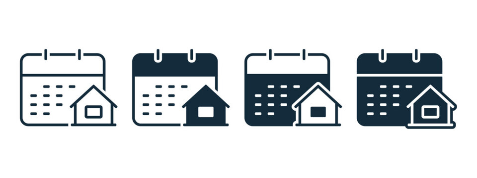 House Schedule Icon. Home Event Calendar. Vector Illustration
