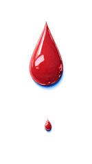 Fototapeta premium Realistic red blood drop illustration on white background