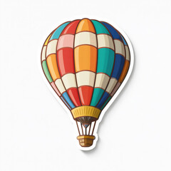 Naklejka premium Colorful hot air balloon sticker with patchwork design on white background