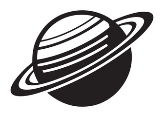 saturn logo silhouette vector, astronomy saturn planet logo silhouette vector illustration, ringed planet space logo vector, cosmic saturn planet logo silhouette design on white background © Adobe design
