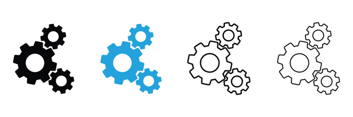 Fototapeta premium Gear in different colors and styles gears cogs mechanical symbols