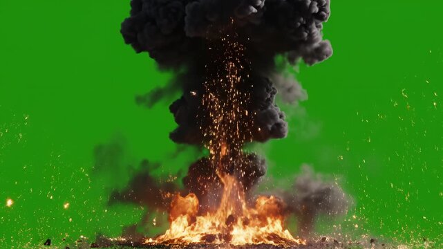 Explosion with fire and smoke perfect for IT presentations and tech marketing