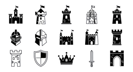 Medieval castle and armor silhouettes © Iyan