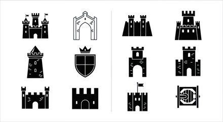 Medieval castle silhouettes and elements © Iyan