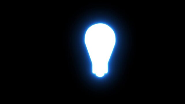 Glowing white doodle light bulb turning on for brainstorming concept
