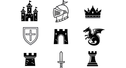Medieval icon set illustration © Iyan