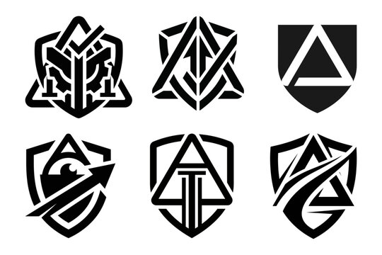 Shield eye and protection symbol icon set