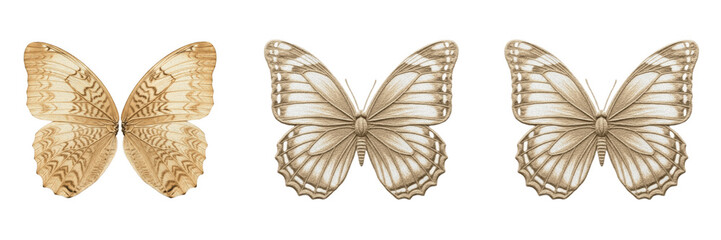 Elegant beige vintage butterfly wings isolated element transparent background PNG © muhammad