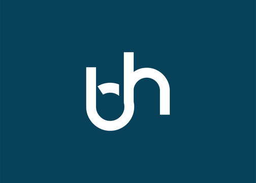 Modern Minimalist BH Letter Logo Monogram. Minimal, geometric lettermark conveys professionalism, unity, and contemporary style