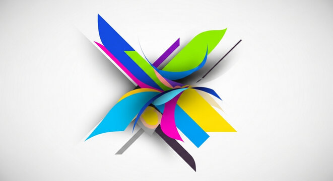 A colorful abstract pinwheel design with multicolored leaves on a white background vector