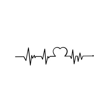 Heartbeat ECG Pulse Line Vector Set Black Heart Medical Symbol Bundle