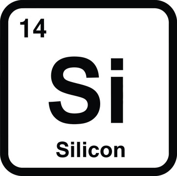 Silicon element symbol from periodic table with atomic number and name clearly displayed.