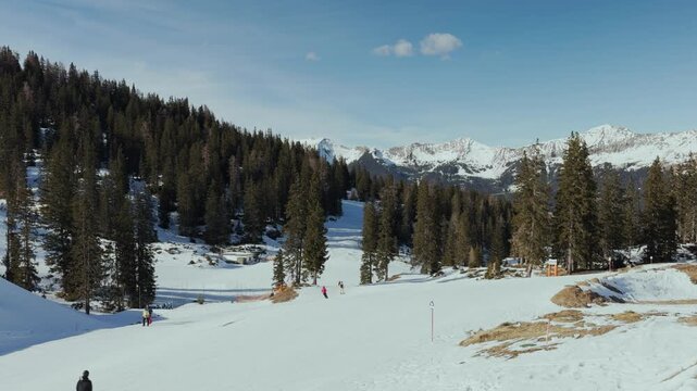Scenic winter view of Grubigstein ski slopes in Lermoos Tyrol Austria. Shot on a smartphone
