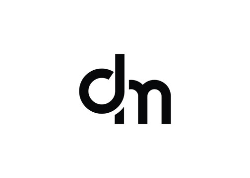 Modern Minimalist DM Letter Logo Monogram. Minimal, geometric lettermark conveys professionalism, unity, and contemporary style