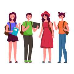 Fototapeta premium Tall University Students Going to Class