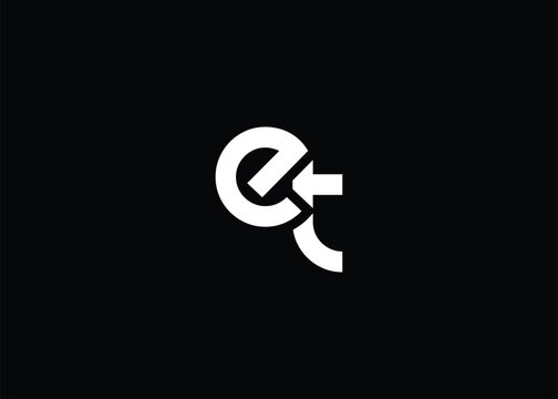 Modern Minimalist ET Letter Logo Monogram. Minimal, geometric lettermark conveys professionalism, unity, and contemporary style