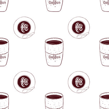 An ultra-minimalist seamless pattern featuring tiny coffee cup icons on a clean white background.