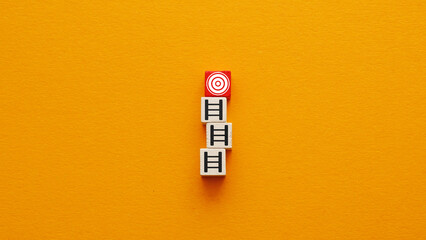 Obraz premium Success ladder leading to target. Achieving goals.