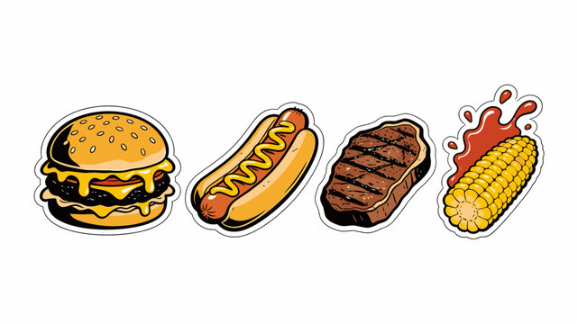 A vibrant, cartoon-style hamburger illustration evokes feelings of comfort and indulgence. Perfect for food blogs, restaurant marketing, or casual din
