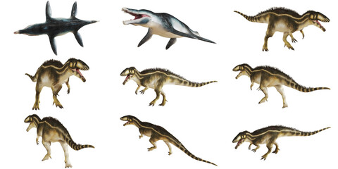 Diverse dinosaur species on display © Ilie